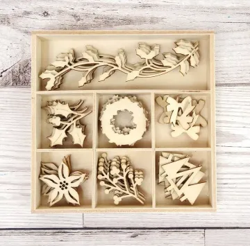 Winter Trimmings Laser Cut Wooden Shapes, 35 pieces